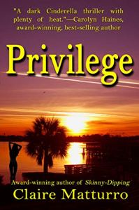 Privilege by Claire Matturro - Book Cover, palm trees by water at sunset